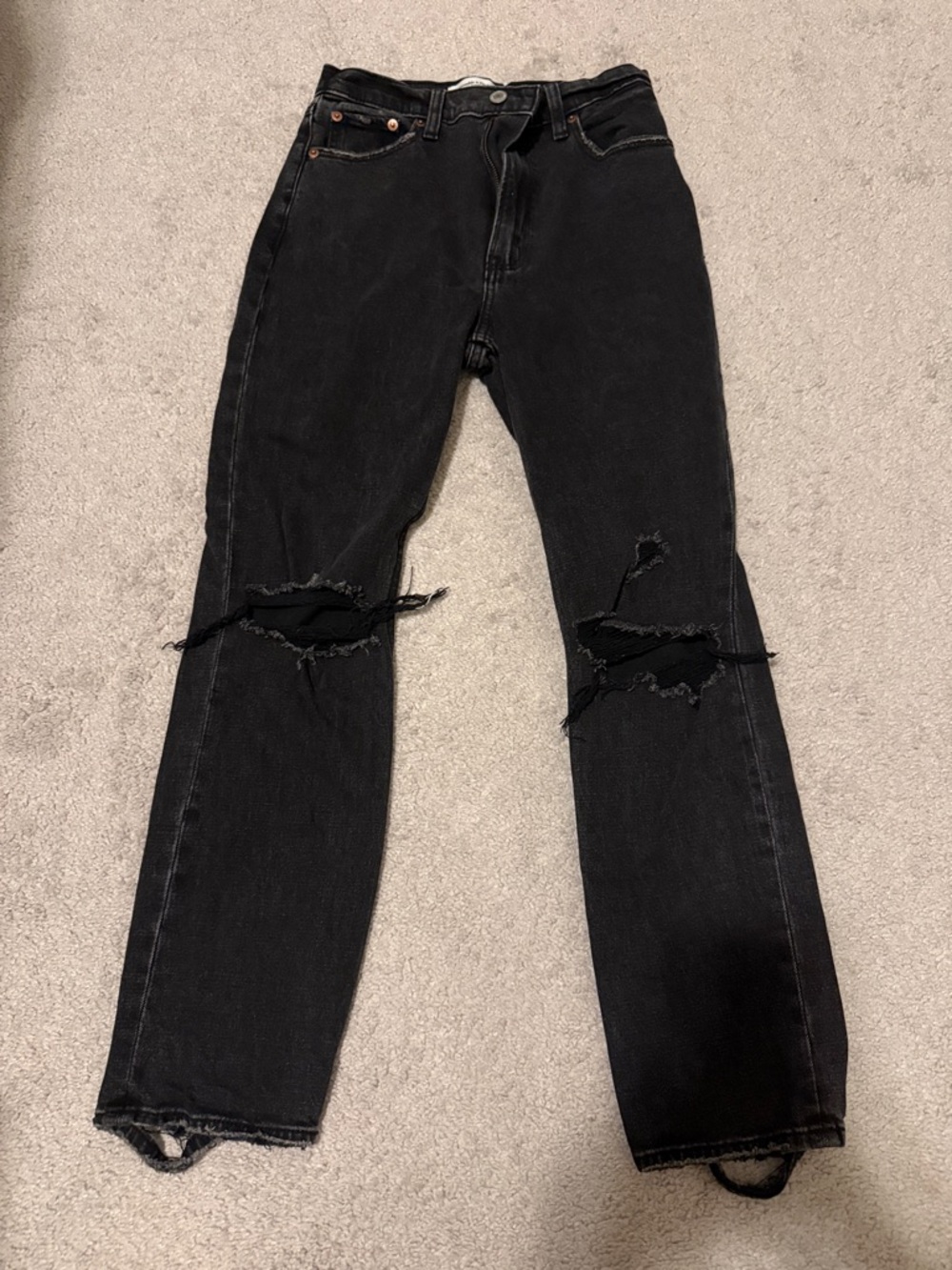 Abercrombie & Fitch Black Ankle Straight Jeans High Rise